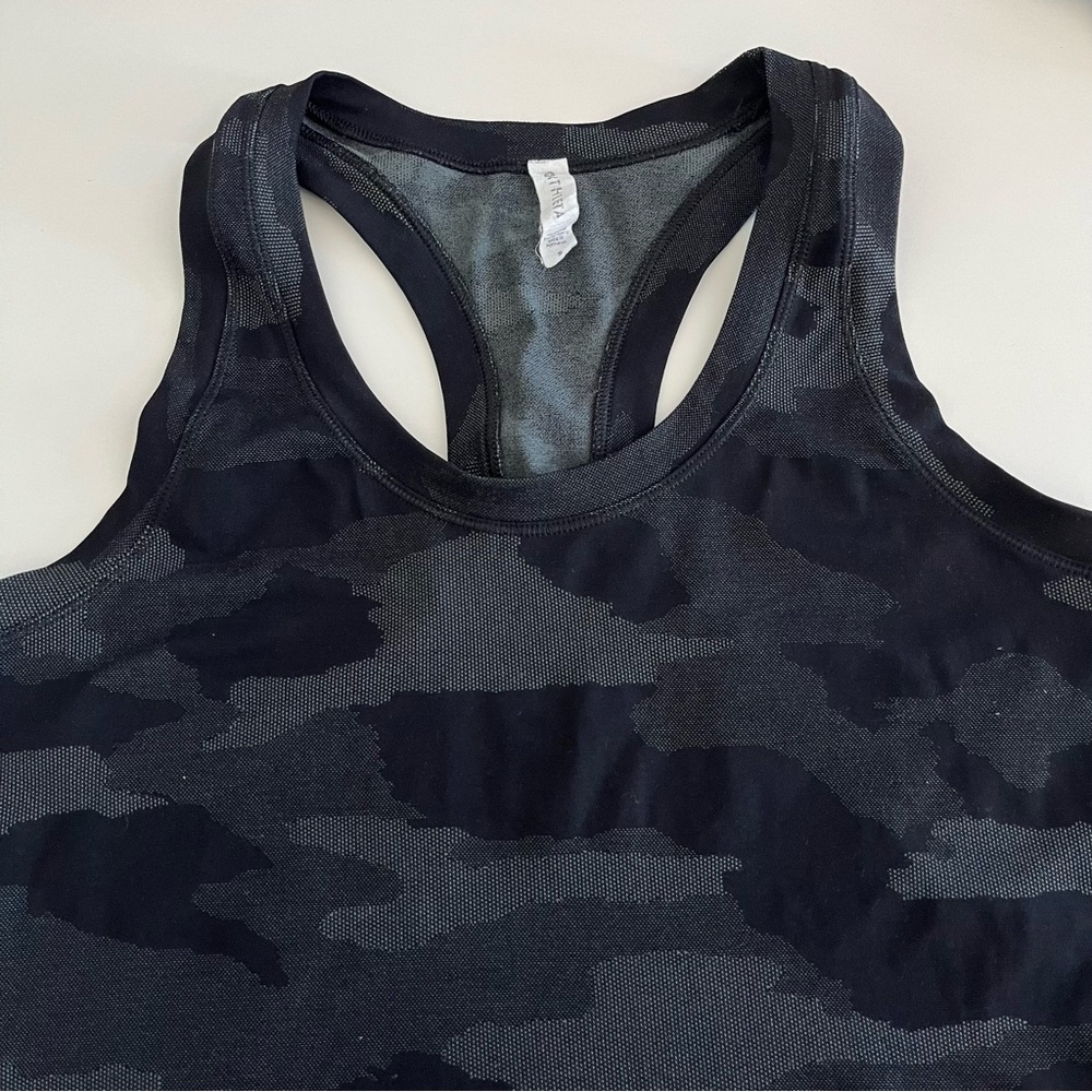 Athleta Momentum Seamless Tank‎ Womens Black Camo Small Running athletic workout